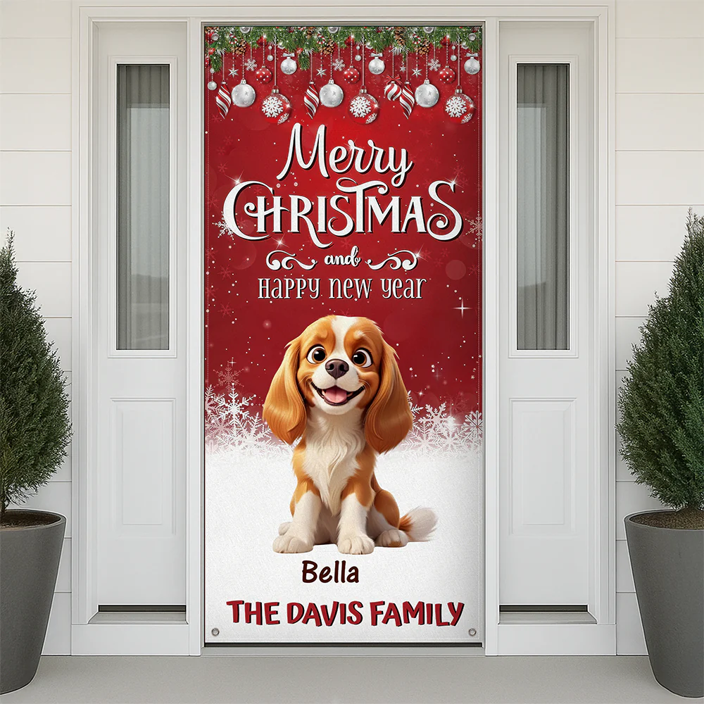 Custom 3D Cute Dog Merry Christmas and Happy New Years Door Cover LM32 897135 - Image 4