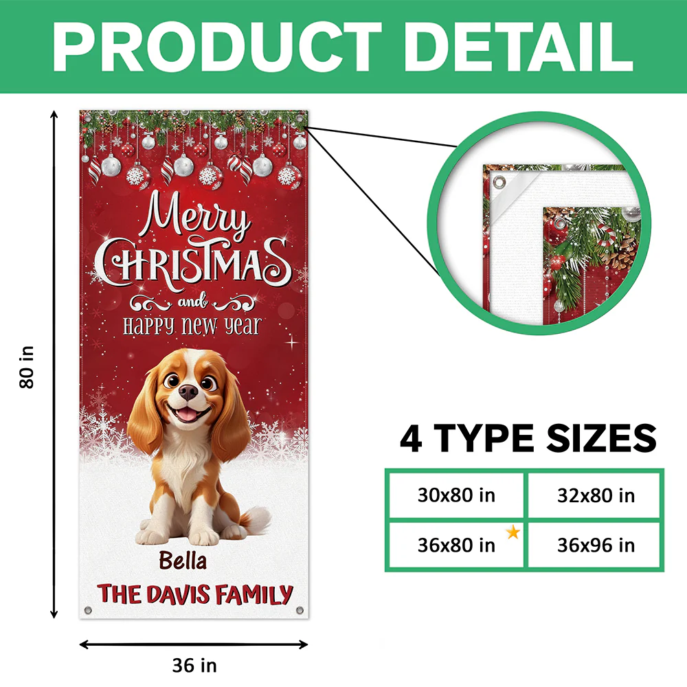 Custom 3D Cute Dog Merry Christmas and Happy New Years Door Cover LM32 897135 - Image 7