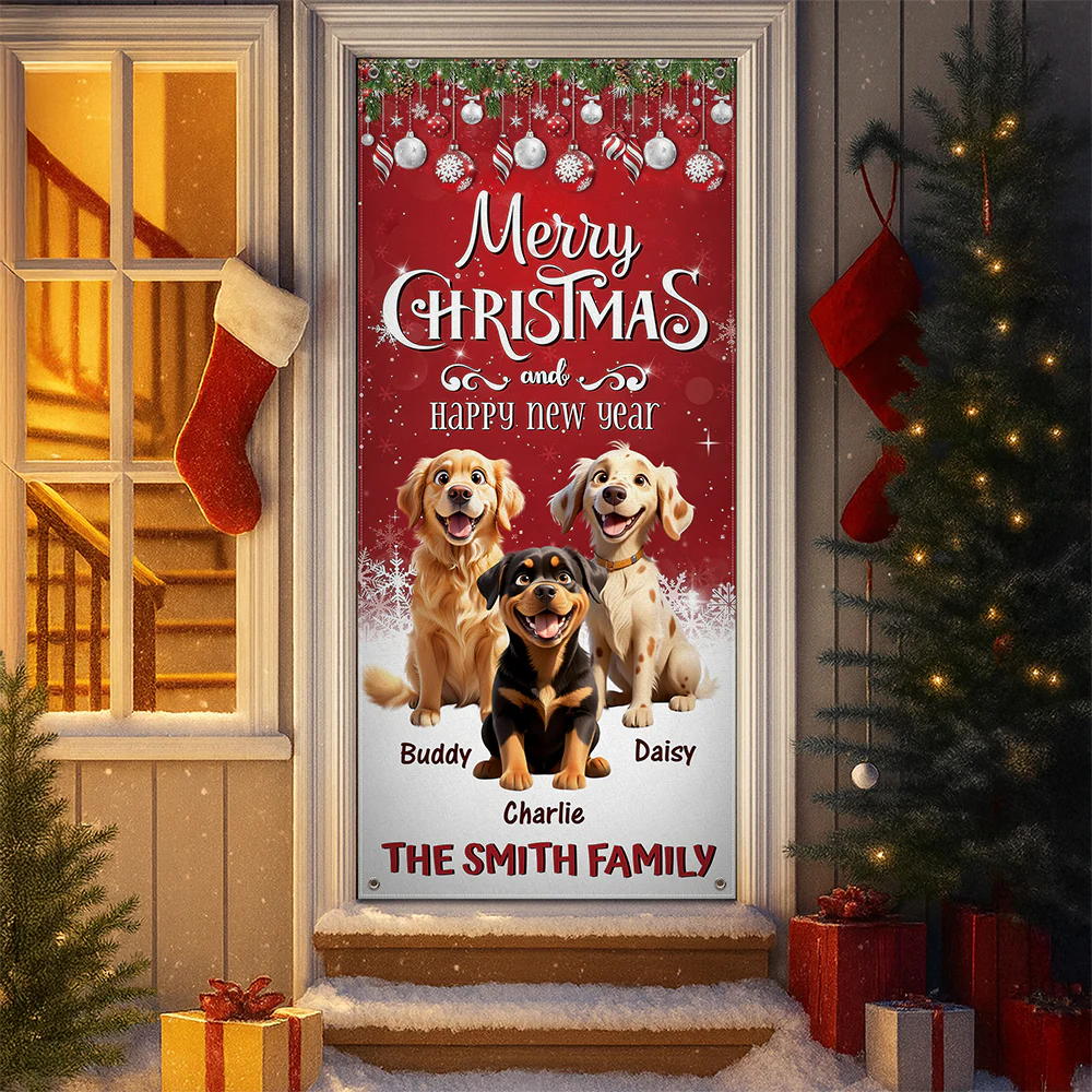 Custom 3D Cute Dog Merry Christmas and Happy New Years Door Cover LM32 897135 - Image 8