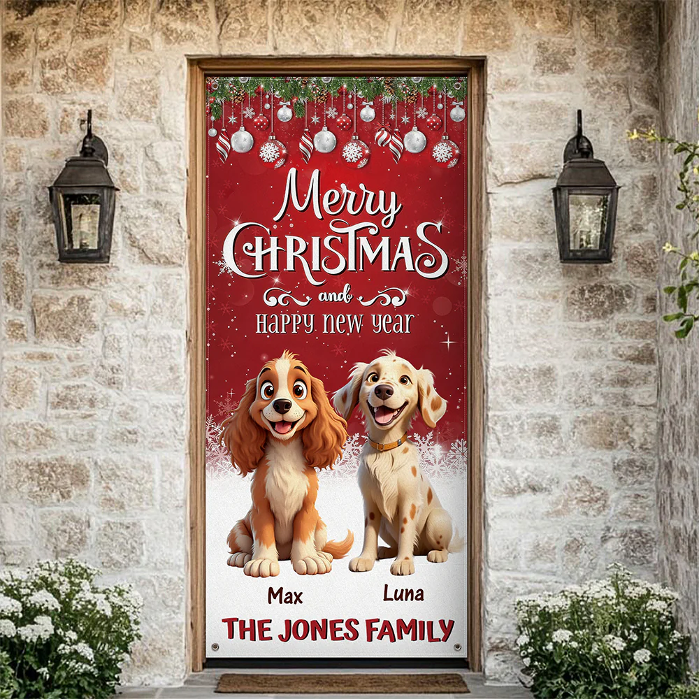 Custom 3D Cute Dog Merry Christmas and Happy New Years Door Cover LM32 897135 - Image 9