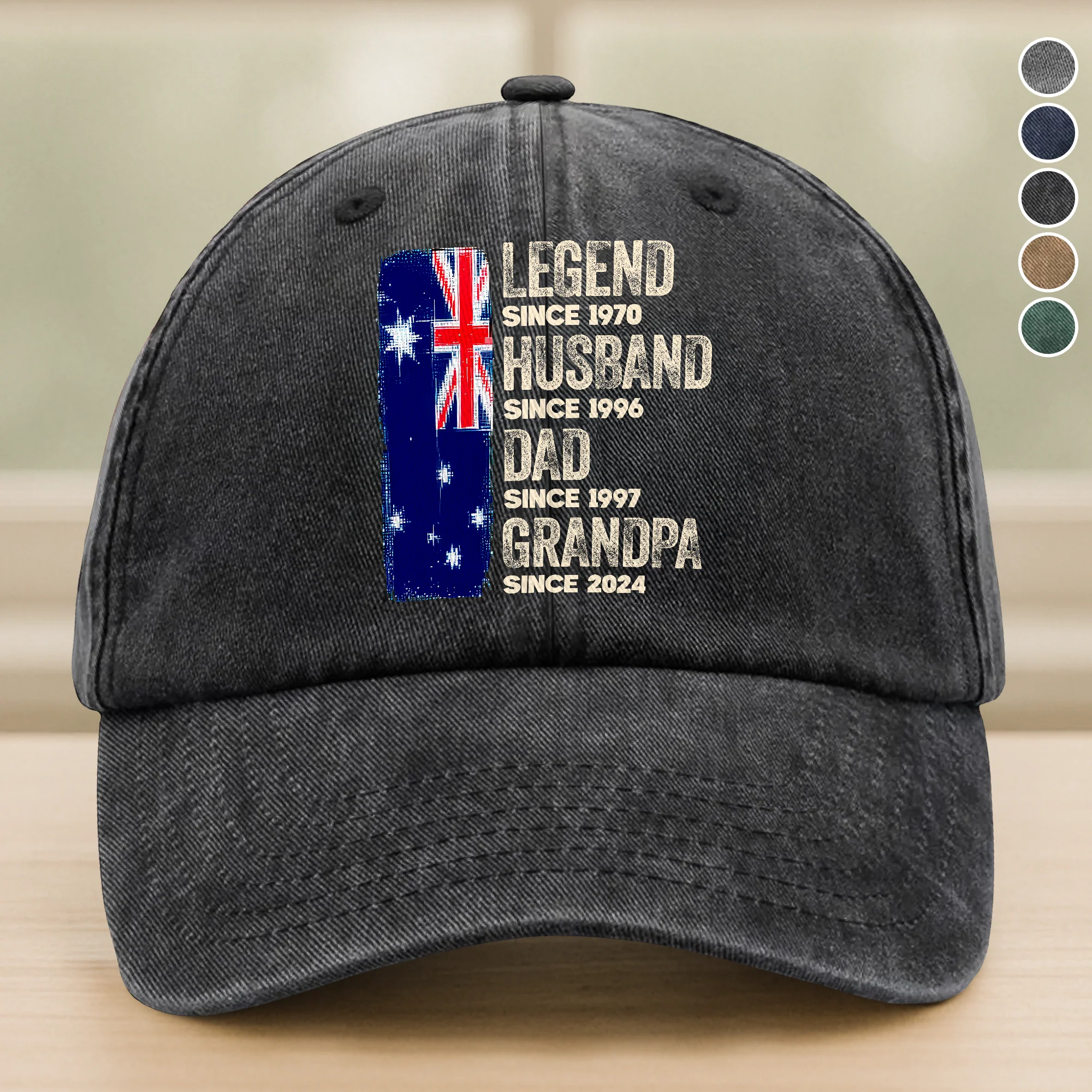 Custom American Flag Legend, Husband, Dad And Grandpa Washed Denim Baseball Cap LM32 895001 - Image 8
