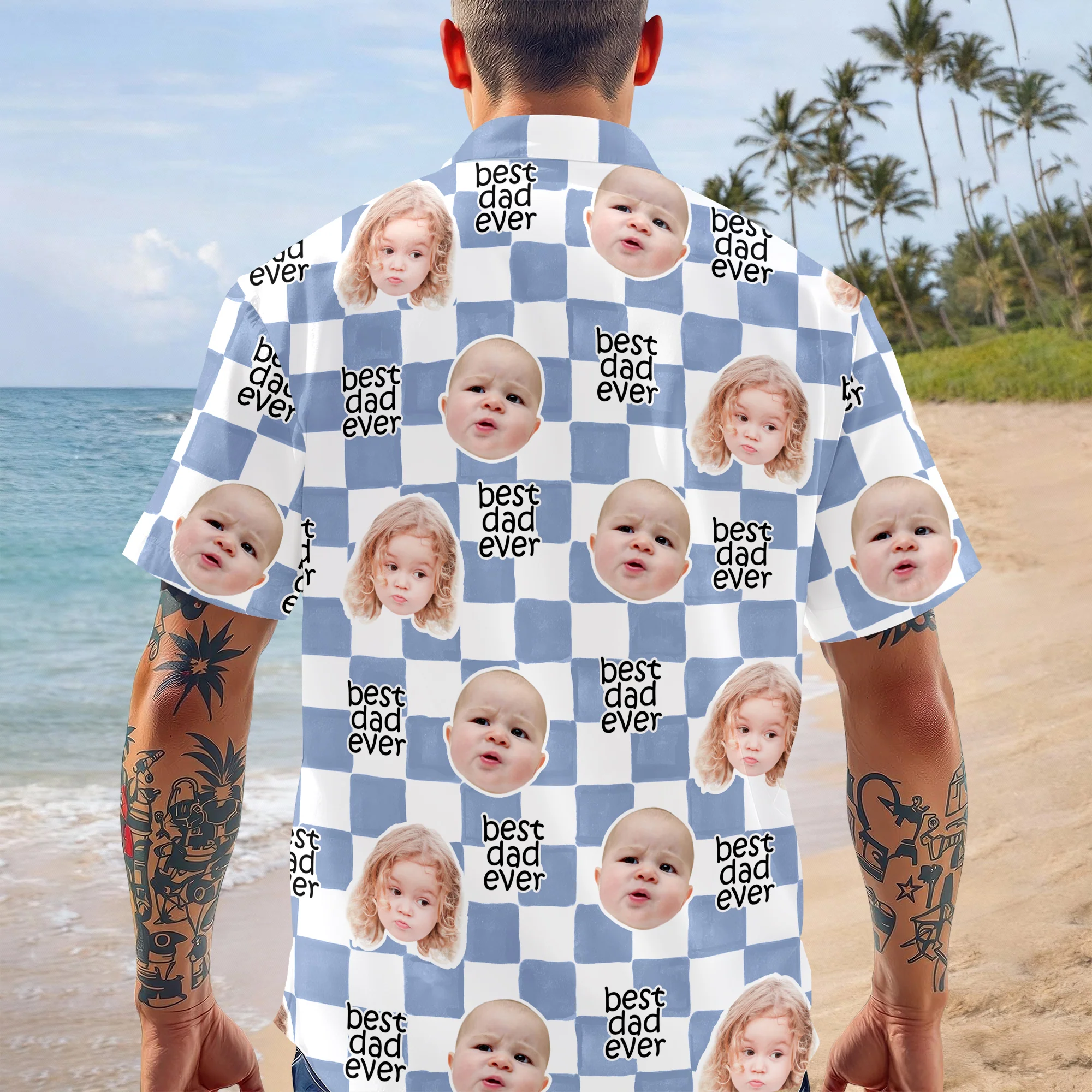 Custom Baby Face Best Dad Ever Retro Hawaii Shirt - Gift for Parents, Father's Day LM32 669011 - Image 4