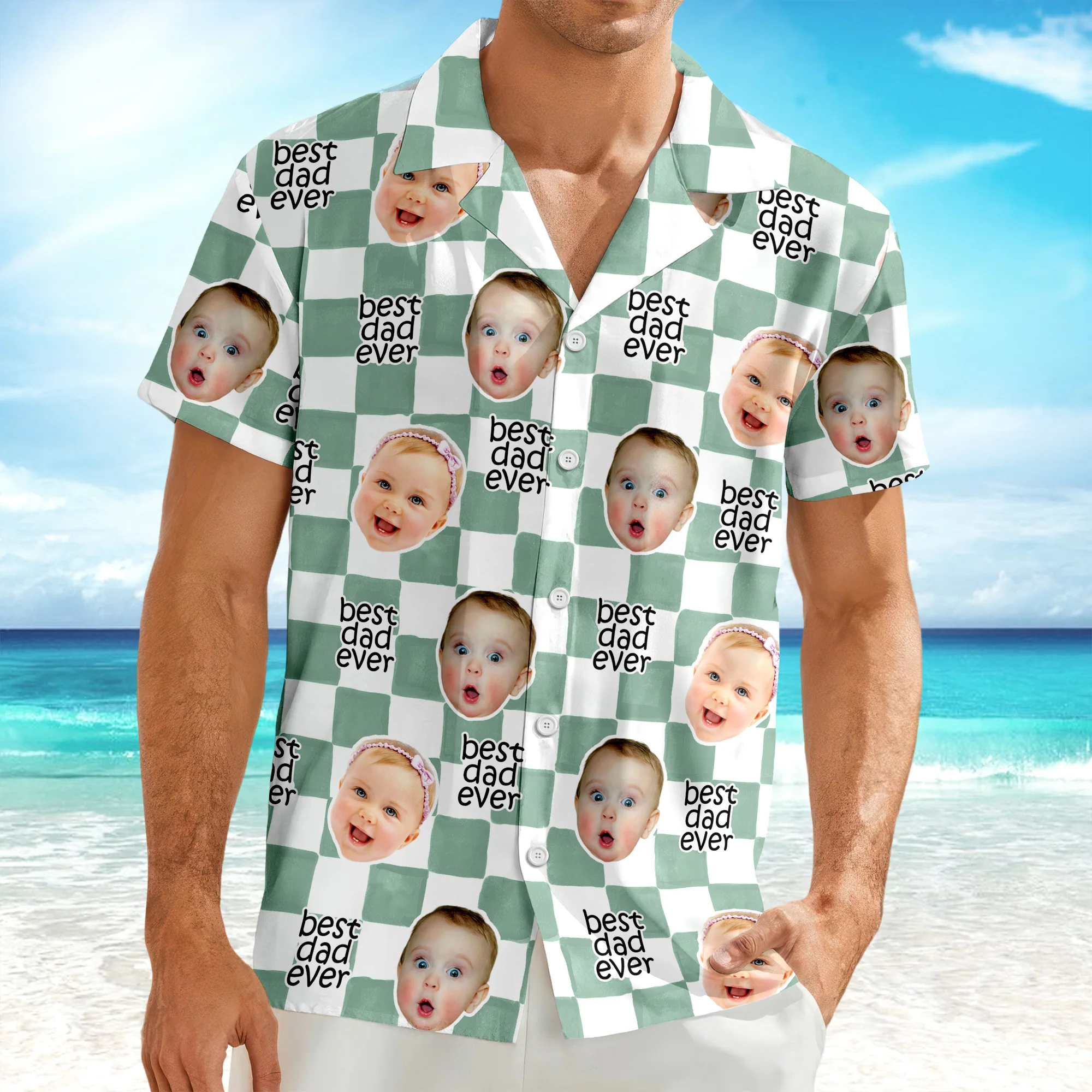 Custom Baby Face Best Dad Ever Retro Hawaii Shirt - Gift for Parents, Father's Day LM32 669011 - Image 6