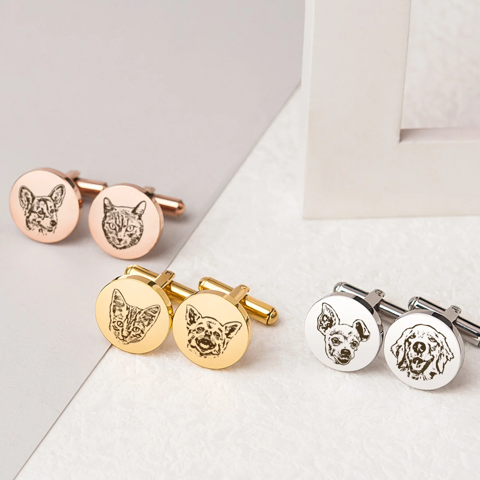 Custom Beloved Pet Portrait Photo Cufflinks Stainless Steel, Father's Day Gift, Memorial Gift LM32 899781 - Image 3