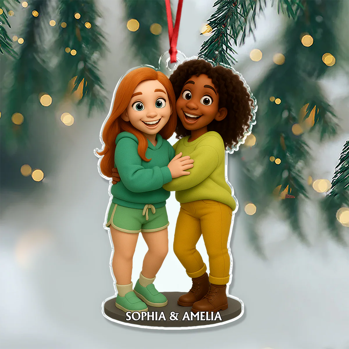 Custom Bestie Photo 3D Effect Figure For Christmas Acrylic Ornament LM32 895905 - Image 2