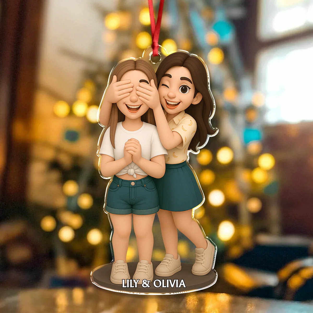 Custom Bestie Photo 3D Effect Figure For Christmas Acrylic Ornament LM32 895905 - Image 4