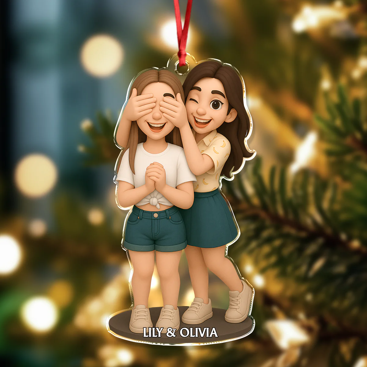 Custom Bestie Photo 3D Effect Figure For Christmas Acrylic Ornament LM32 895905 - Image 5