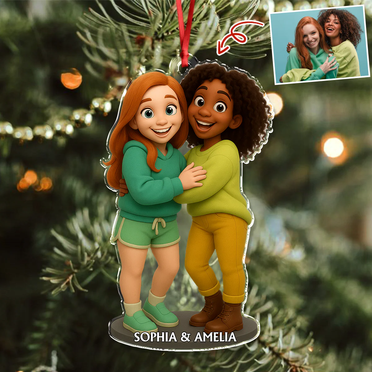 Custom Bestie Photo 3D Effect Figure For Christmas Acrylic Ornament LM32 895905 - Image 6