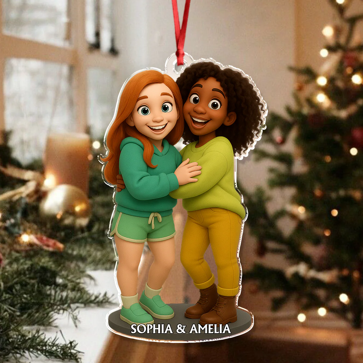 Custom Bestie Photo 3D Effect Figure For Christmas Acrylic Ornament LM32 895905 - Image 7