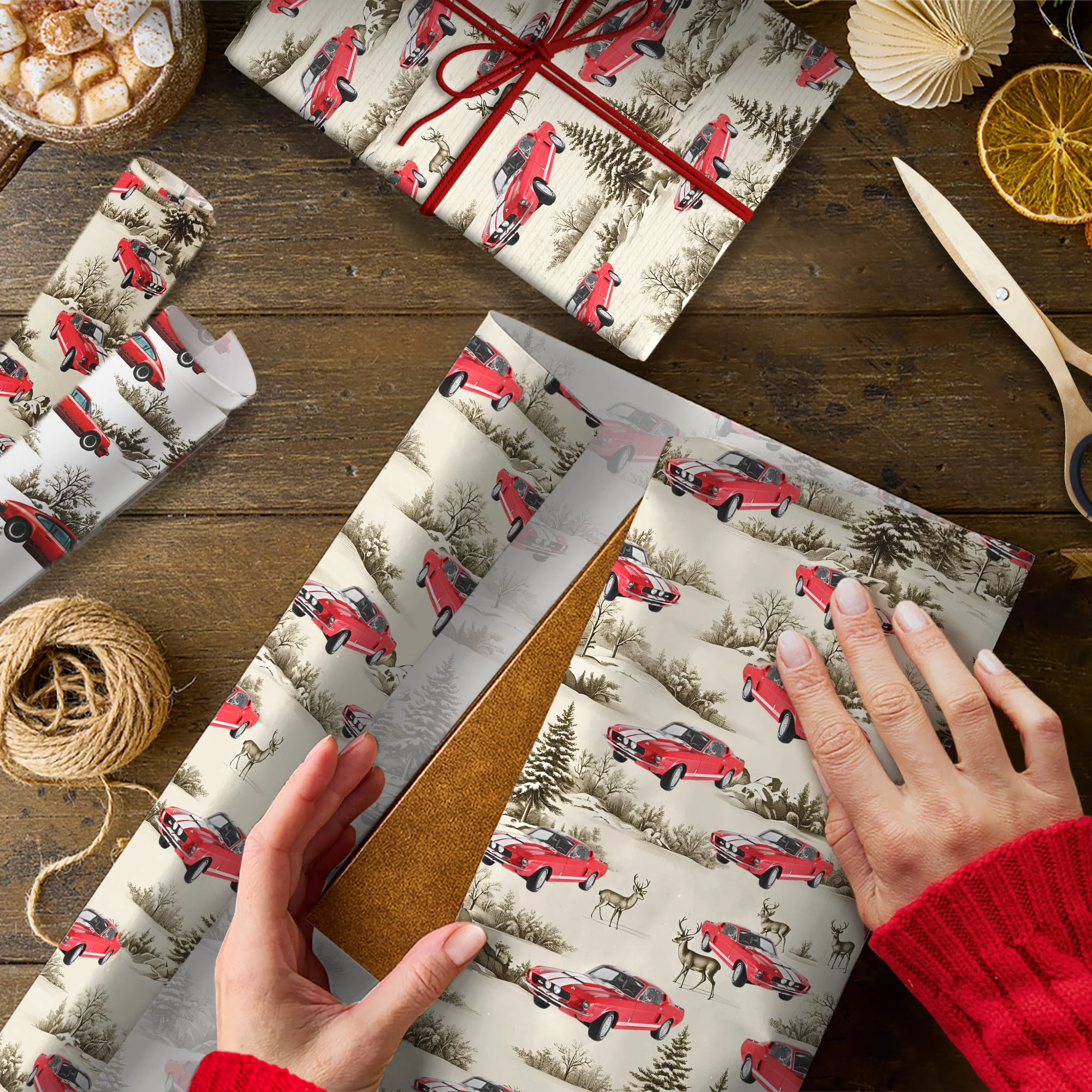 Custom Car Photo Vintage Tropical Christmas Gift Wrapping Paper LM32 897323 - Image 4