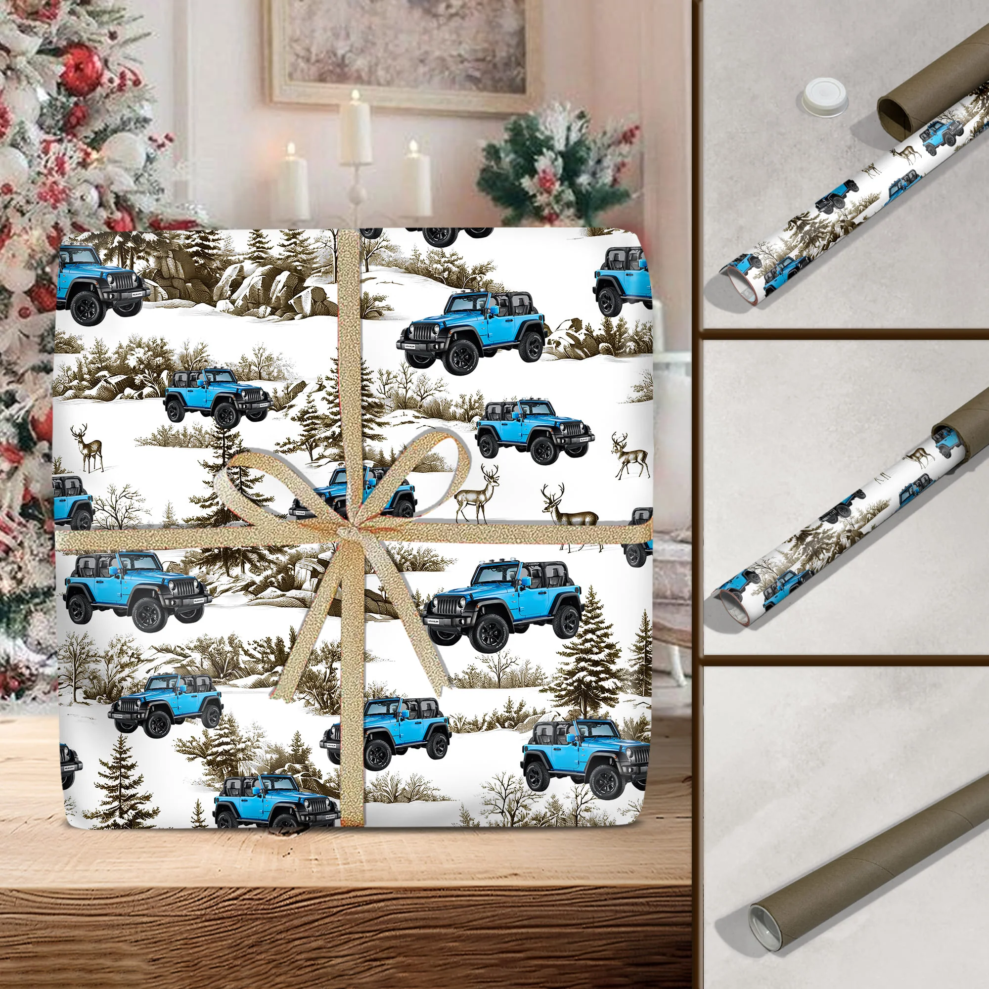 Custom Car Photo Vintage Tropical Christmas Gift Wrapping Paper LM32 897323 - Image 5