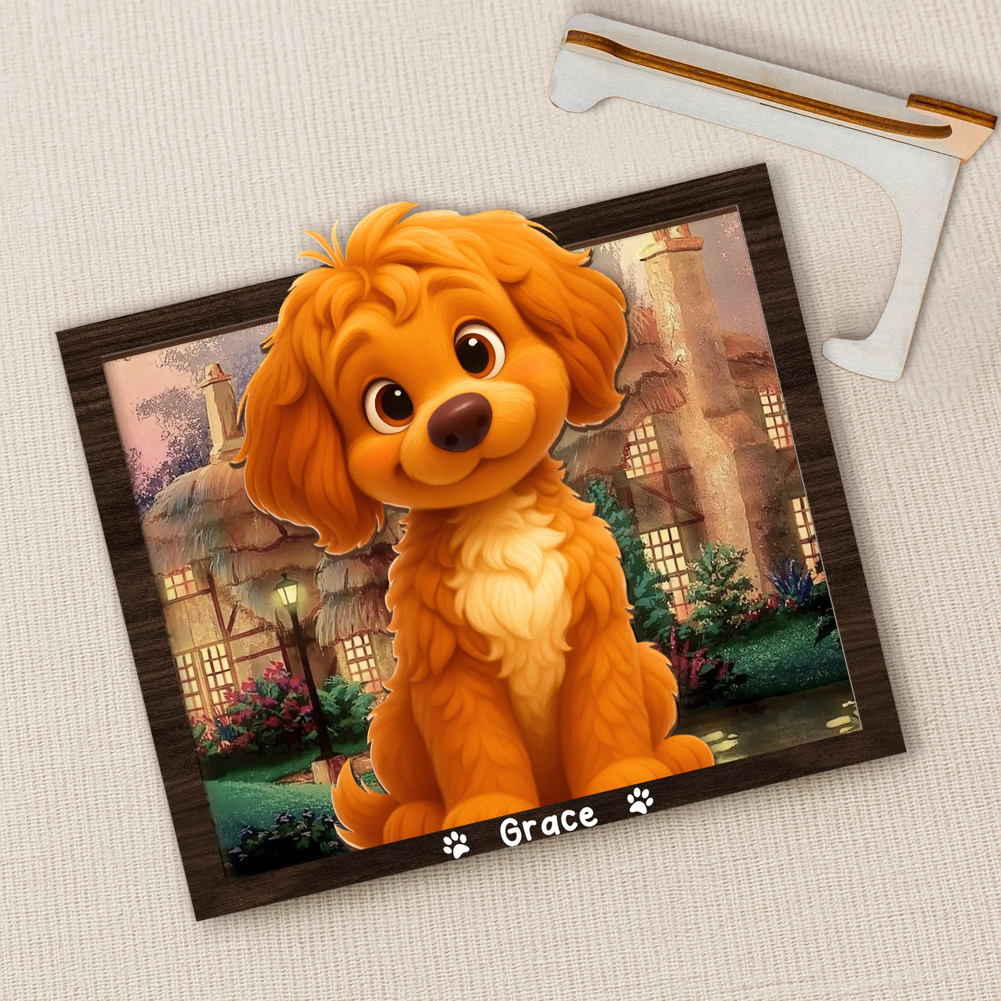 Custom Cartoon Photo Cute Gifts For Pet Lovers 2-Layered Wooden Plaque With Stand LM32 893523 - Image 5