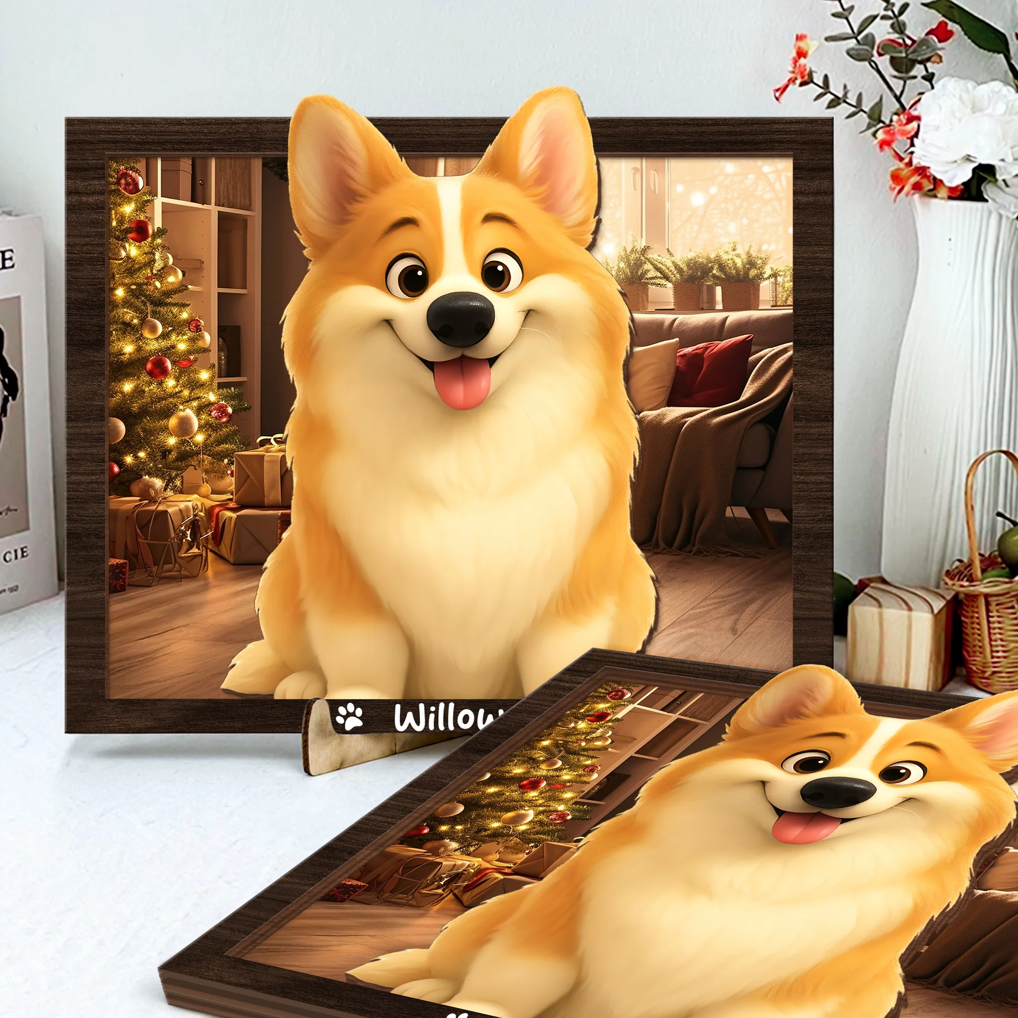 Custom Cartoon Photo Cute Gifts For Pet Lovers 2-Layered Wooden Plaque With Stand LM32 893523 - Image 6