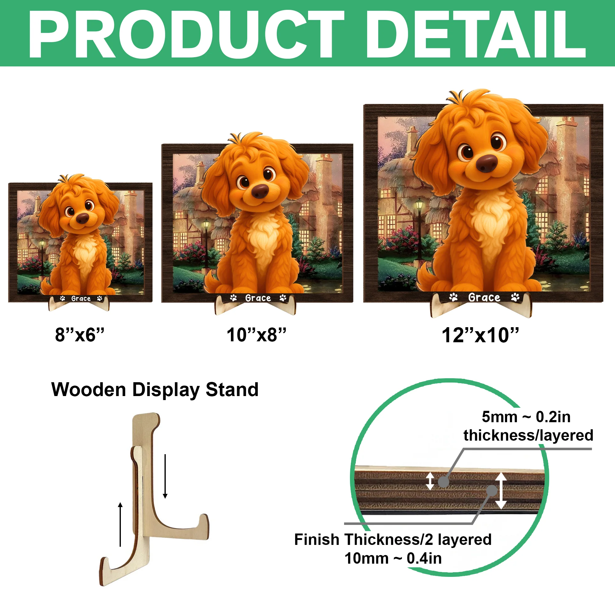 Custom Cartoon Photo Cute Gifts For Pet Lovers 2-Layered Wooden Plaque With Stand LM32 893523 - Image 7