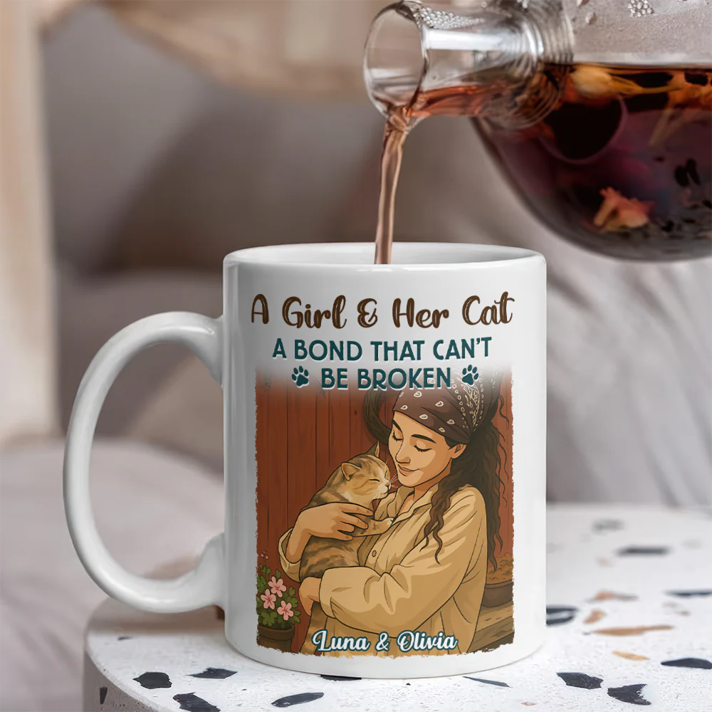 Custom Cartoon Photo Girl With Her Dog Best Friends Forever White Mug LM32 893767 - Image 3