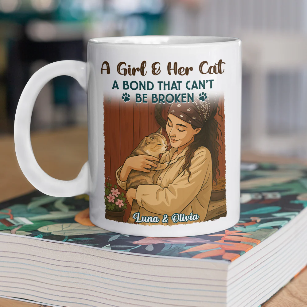 Custom Cartoon Photo Girl With Her Dog Best Friends Forever White Mug LM32 893767 - Image 5