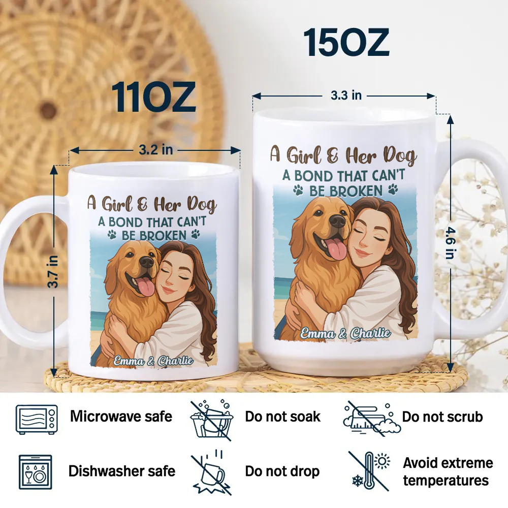Custom Cartoon Photo Girl With Her Dog Best Friends Forever White Mug LM32 893767 - Image 7