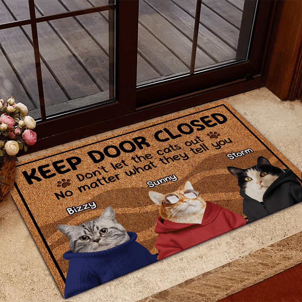 Custom Cat Cute Photo Keep The Door Closed Doormats LM32 893091 - Image 4