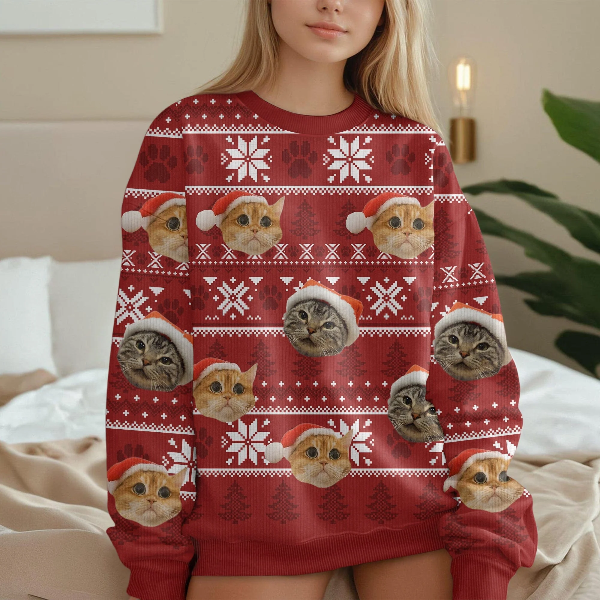 Custom Cat Photo May Your Christmas Be Furry And Bright Ugly Sweatshirt HO82 891821 - Image 2
