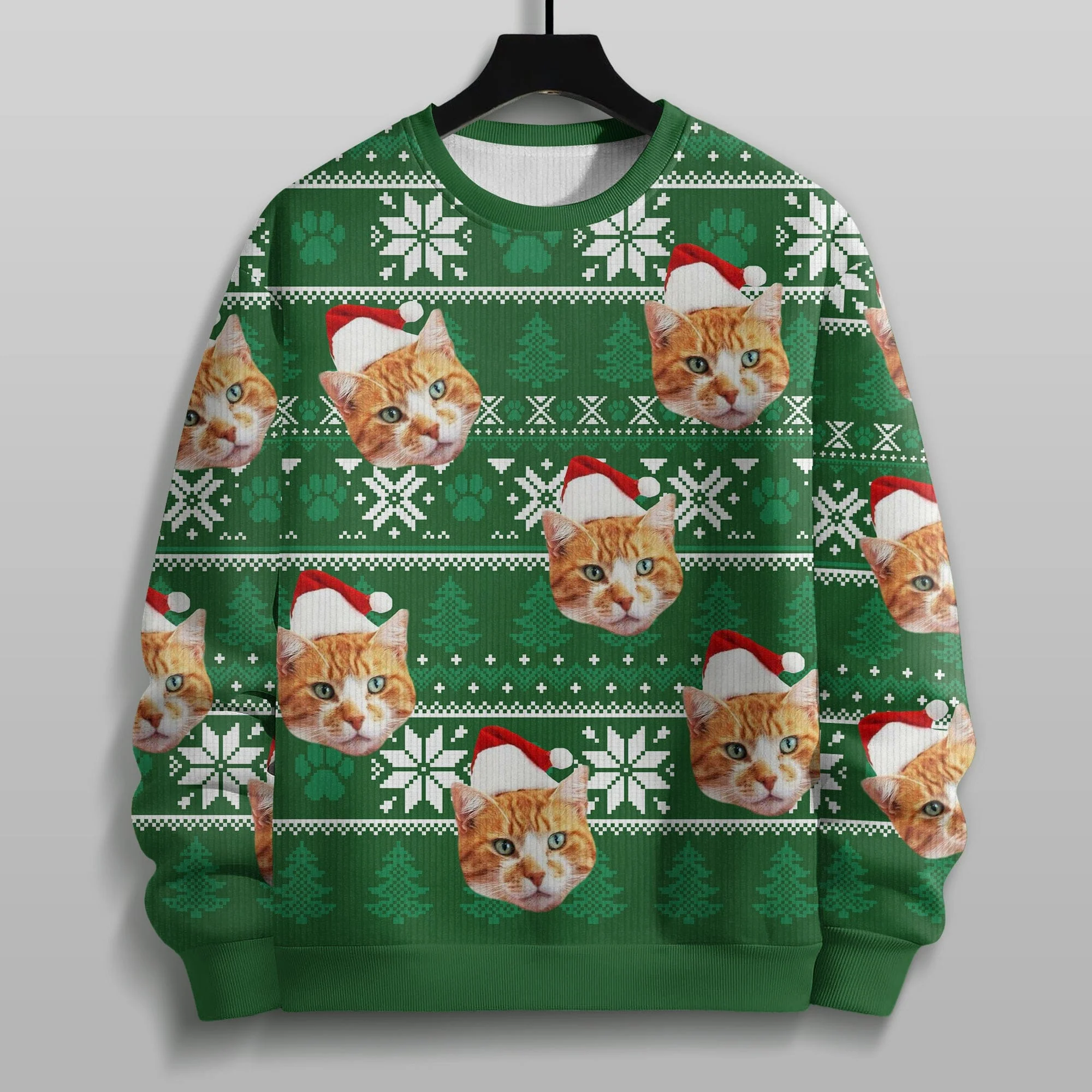 Custom Cat Photo May Your Christmas Be Furry And Bright Ugly Sweatshirt HO82 891821 - Image 3
