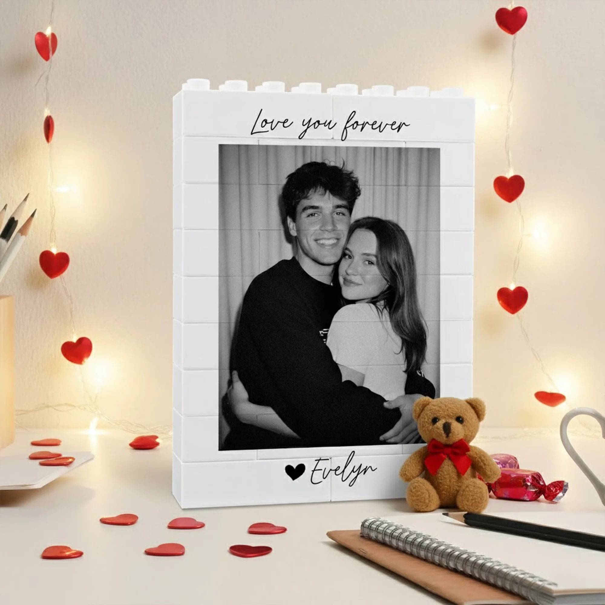 Custom Couple Photo Forever Together Love Keepsake Building Brick Blocks LM32 899159 - Image 3