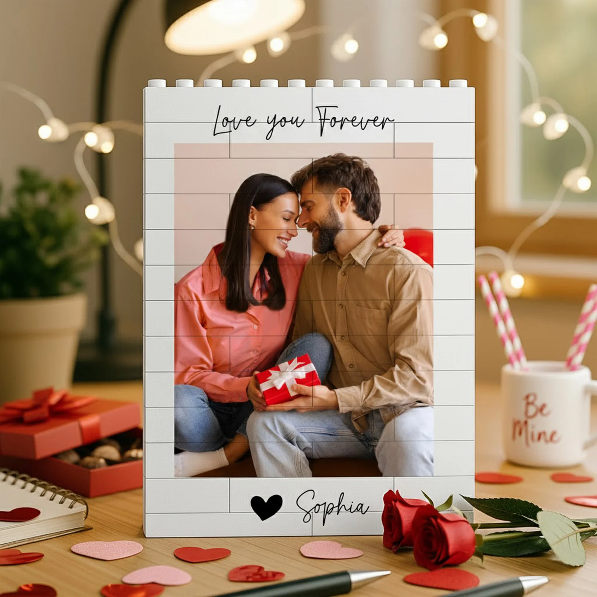 Custom Couple Photo Forever Together Love Keepsake Building Brick Blocks LM32 899159 - Image 5