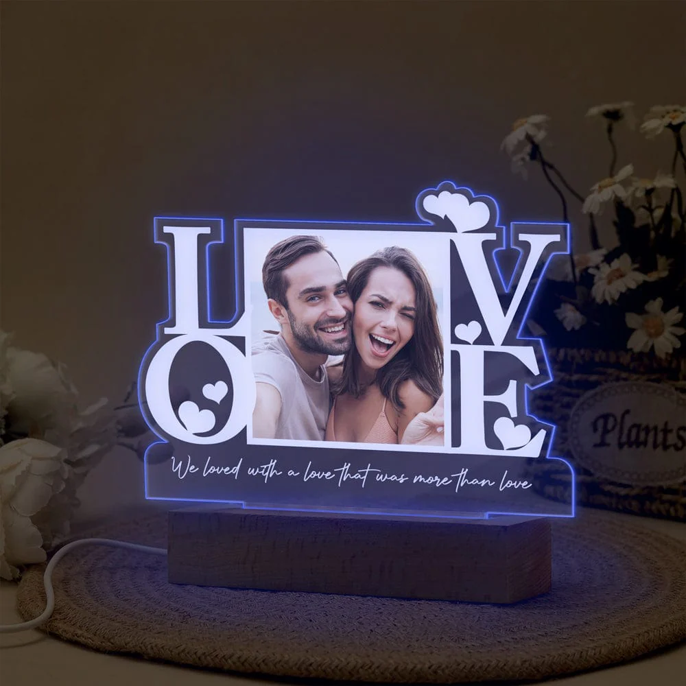 Custom Couple Photo I Can't Let You Go Acrylic Plaque LED Night Light LM32 893067 - Image 2