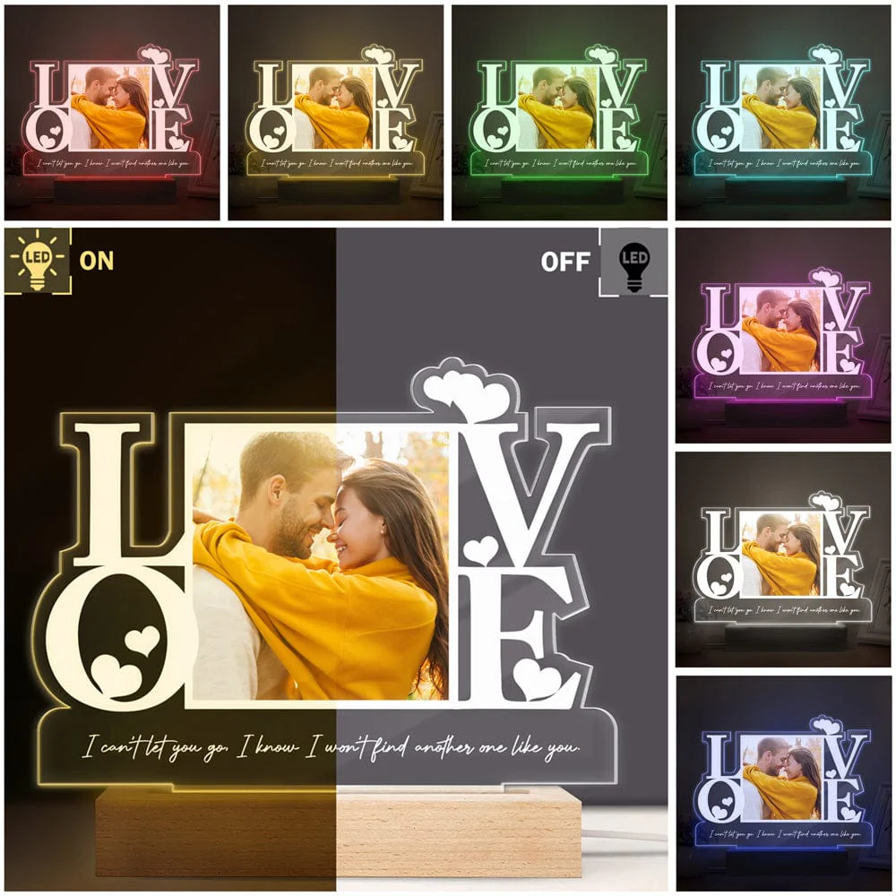 Custom Couple Photo I Can't Let You Go Acrylic Plaque LED Night Light LM32 893067 - Image 5