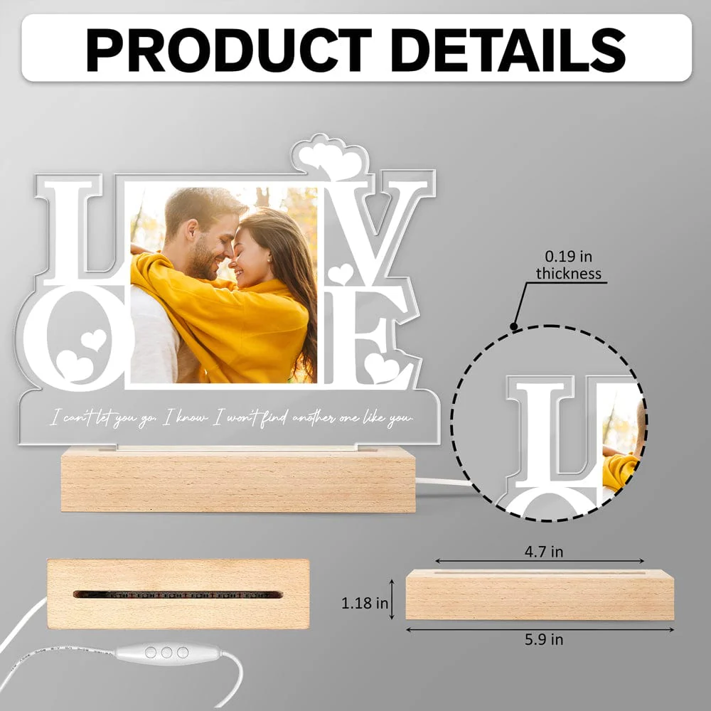 Custom Couple Photo I Can't Let You Go Acrylic Plaque LED Night Light LM32 893067 - Image 7