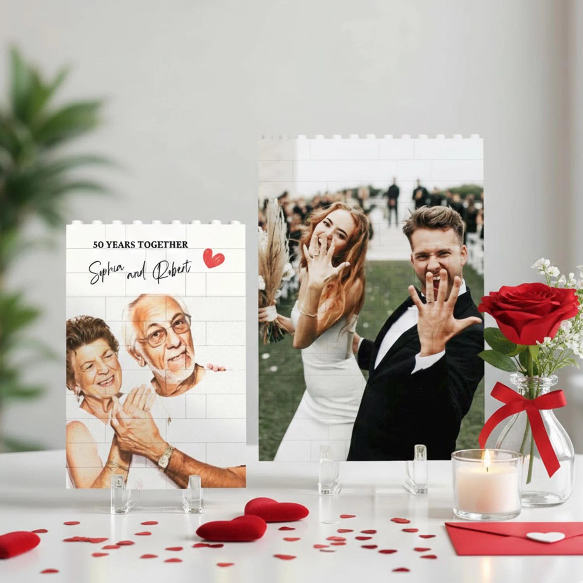 Custom Couple Photo Side By Side, A Lifetime Together Building Brick Blocks LM32 899157 - Image 3