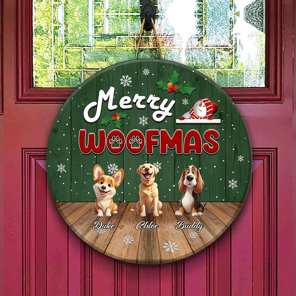 Custom Cute 3D Dog Merry Christmas Gift Door Sign For Dog Lovers LM32 897255 - Image 2