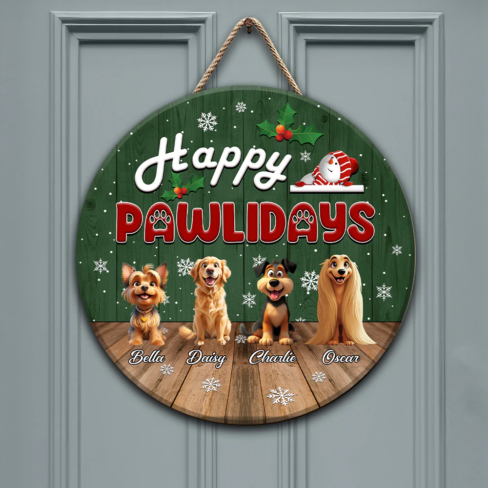 Custom Cute 3D Dog Merry Christmas Gift Door Sign For Dog Lovers LM32 897255 - Image 3