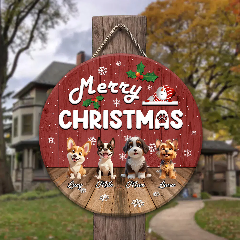 Custom Cute 3D Dog Merry Christmas Gift Door Sign For Dog Lovers LM32 897255 - Image 5