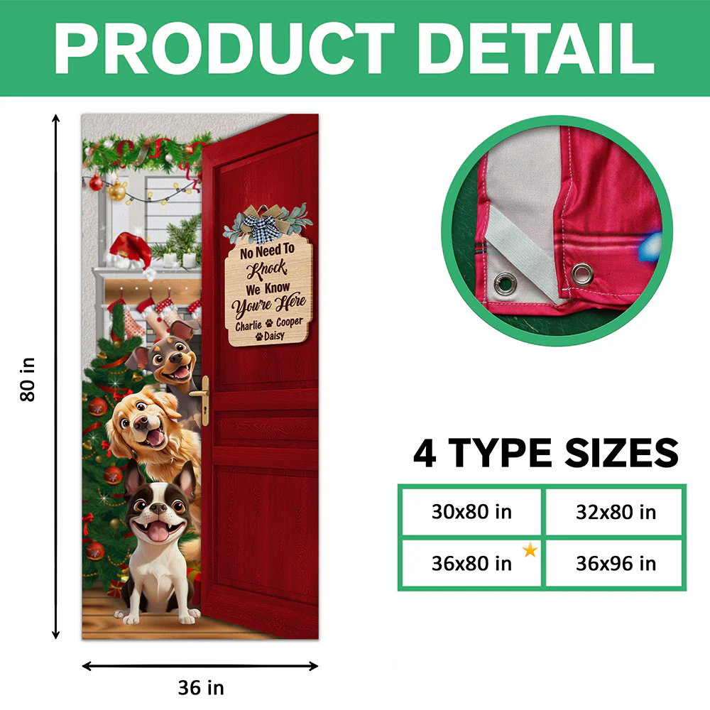 Custom Cute 3D Dog No Need To Knock We Know You're Here Door Cover LM32 897123 - Image 7