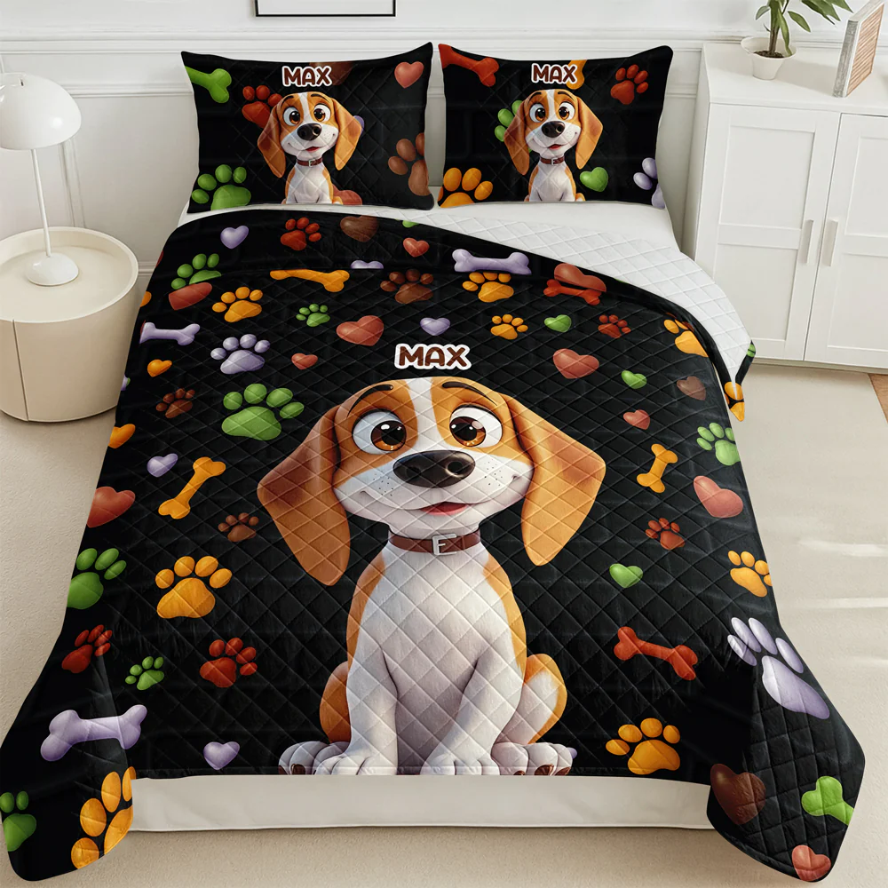 Custom Cute 3D Dog Paw Brick Pattern- 3D Inflated Effect Quilt Bedding Set LM32 897145