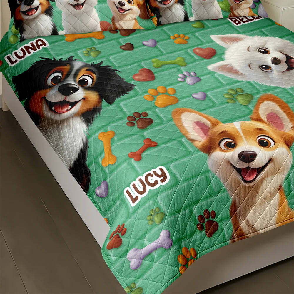 Custom Cute 3D Dog Paw Brick Pattern- 3D Inflated Effect Quilt Bedding Set LM32 897145 - Image 4