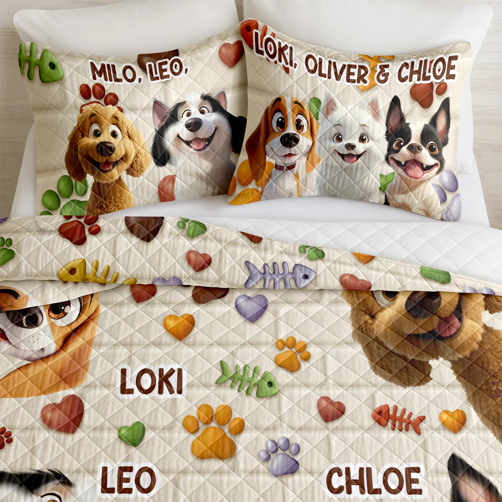 Custom Cute 3D Dog Paw Brick Pattern- 3D Inflated Effect Quilt Bedding Set LM32 897145 - Image 5