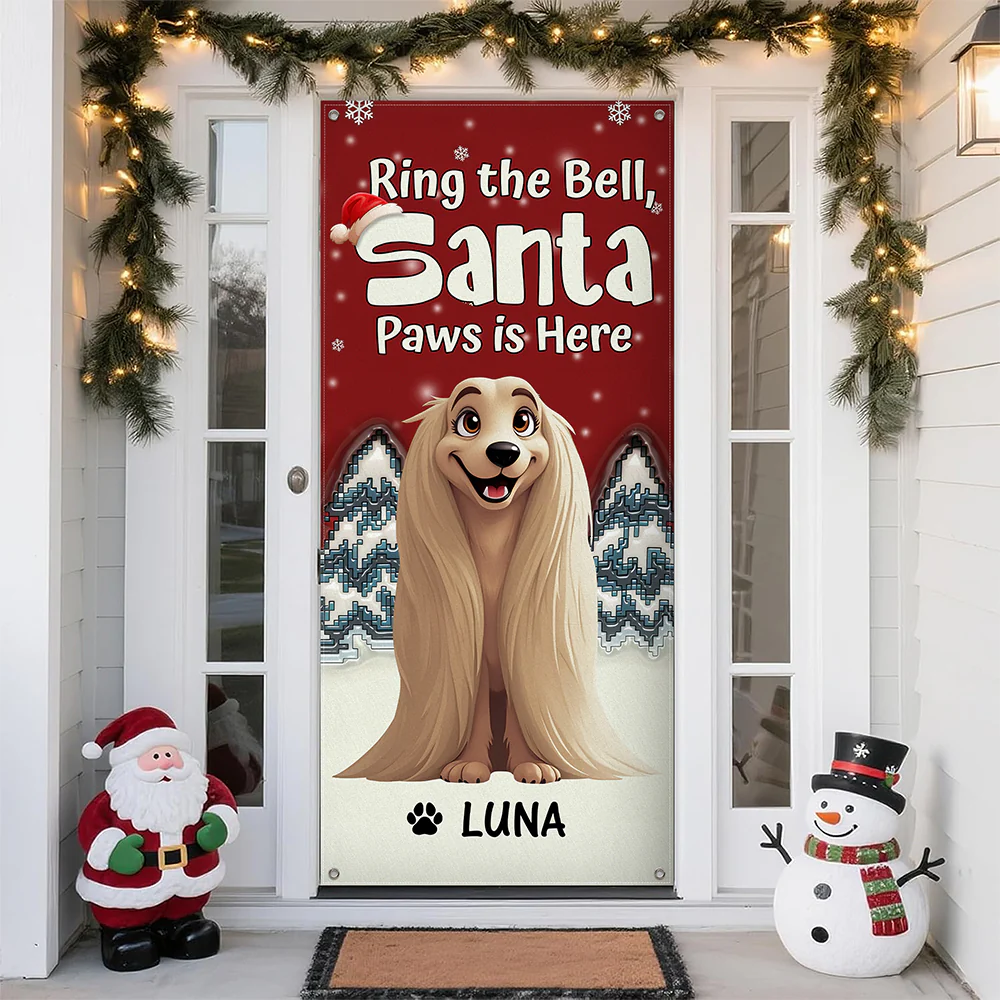 Custom Cute 3D Dog Ring the Bell, Santa Paw Are Here Door Cover LM32 895957 - Image 6