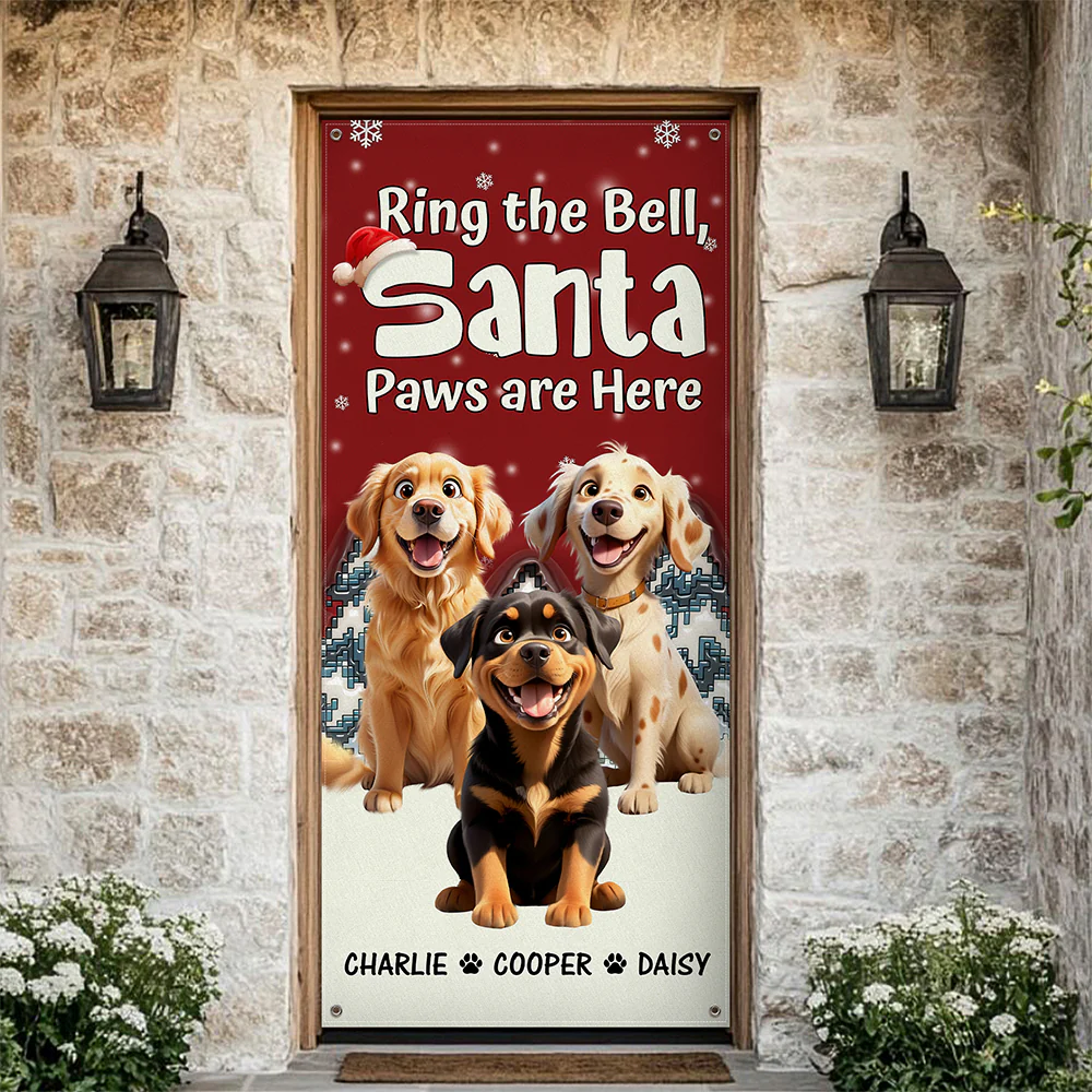 Custom Cute 3D Dog Ring the Bell, Santa Paw Are Here Door Cover LM32 895957 - Image 8