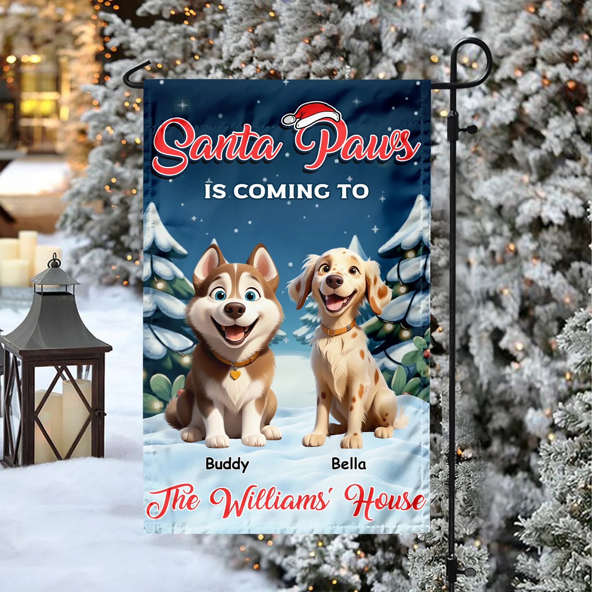 Custom Cute 3D Dog Santa Paws Is Coming To The Town Garden Flag LM32 895955 - Image 5