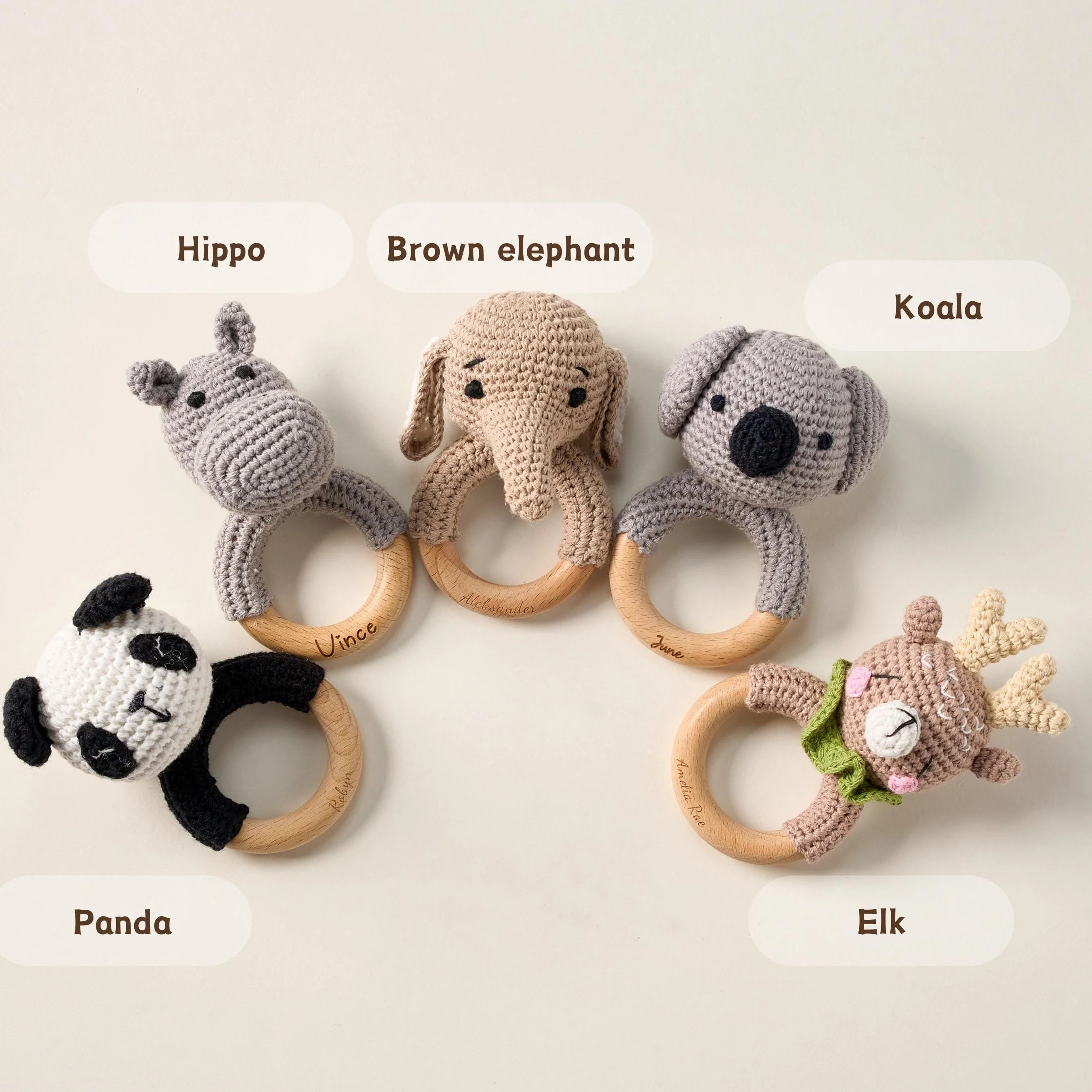 Custom Cute Bear Crochet Baby Rattle Toy with Name - Newborn Gift, Baby Shower Gift LM32 669453 - Image 11