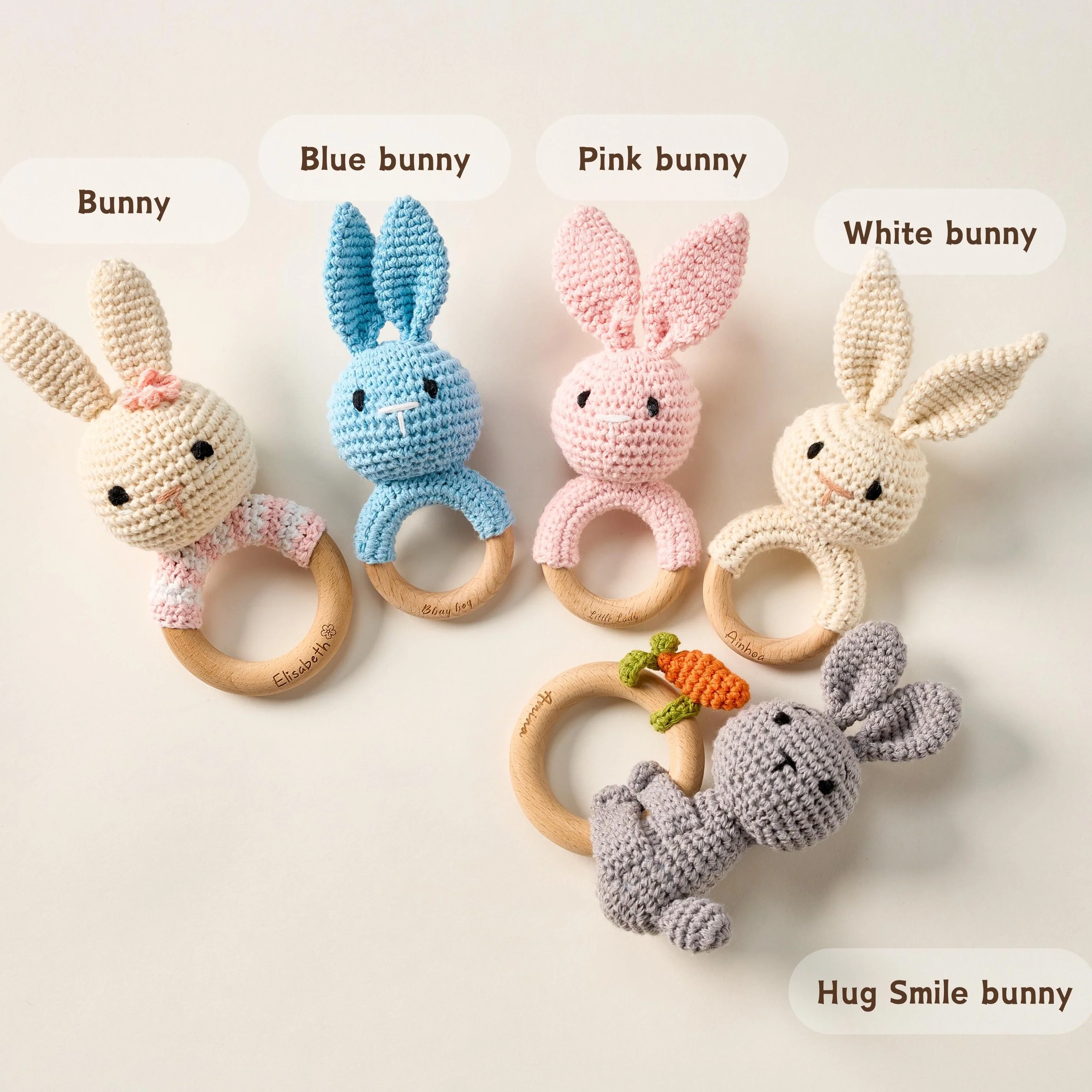 Custom Cute Bear Crochet Baby Rattle Toy with Name - Newborn Gift, Baby Shower Gift LM32 669453 - Image 12
