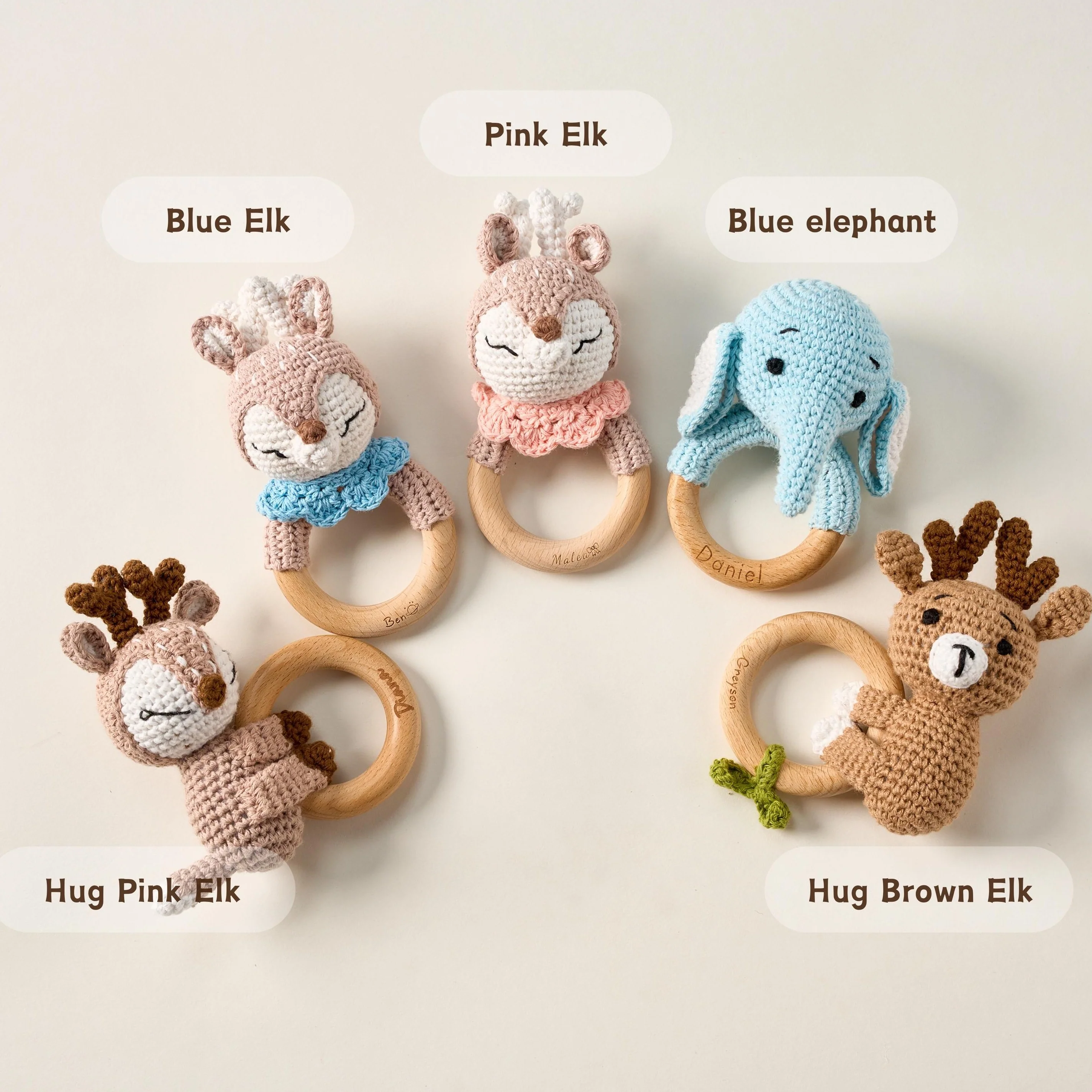 Custom Cute Bear Crochet Baby Rattle Toy with Name - Newborn Gift, Baby Shower Gift LM32 669453 - Image 13