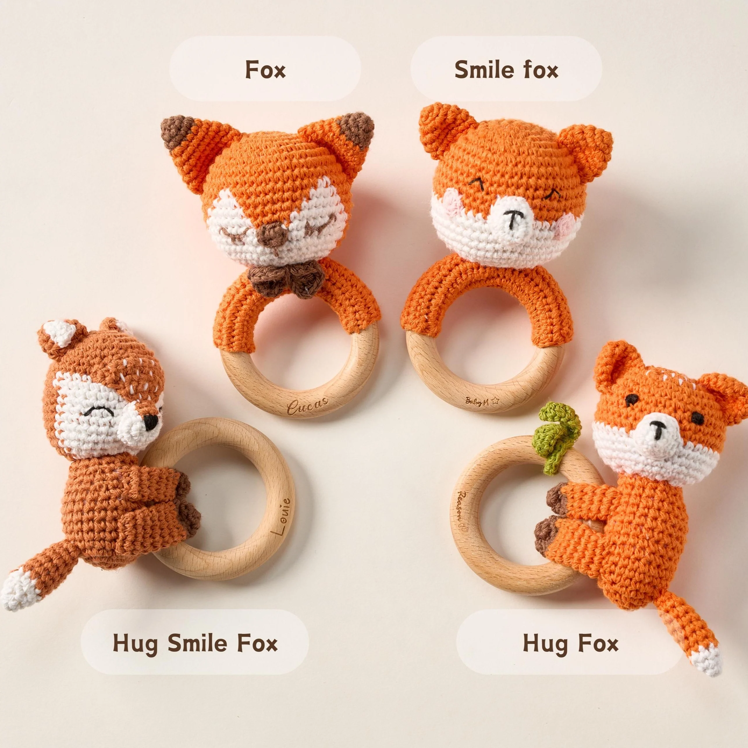 Custom Cute Bear Crochet Baby Rattle Toy with Name - Newborn Gift, Baby Shower Gift LM32 669453 - Image 14