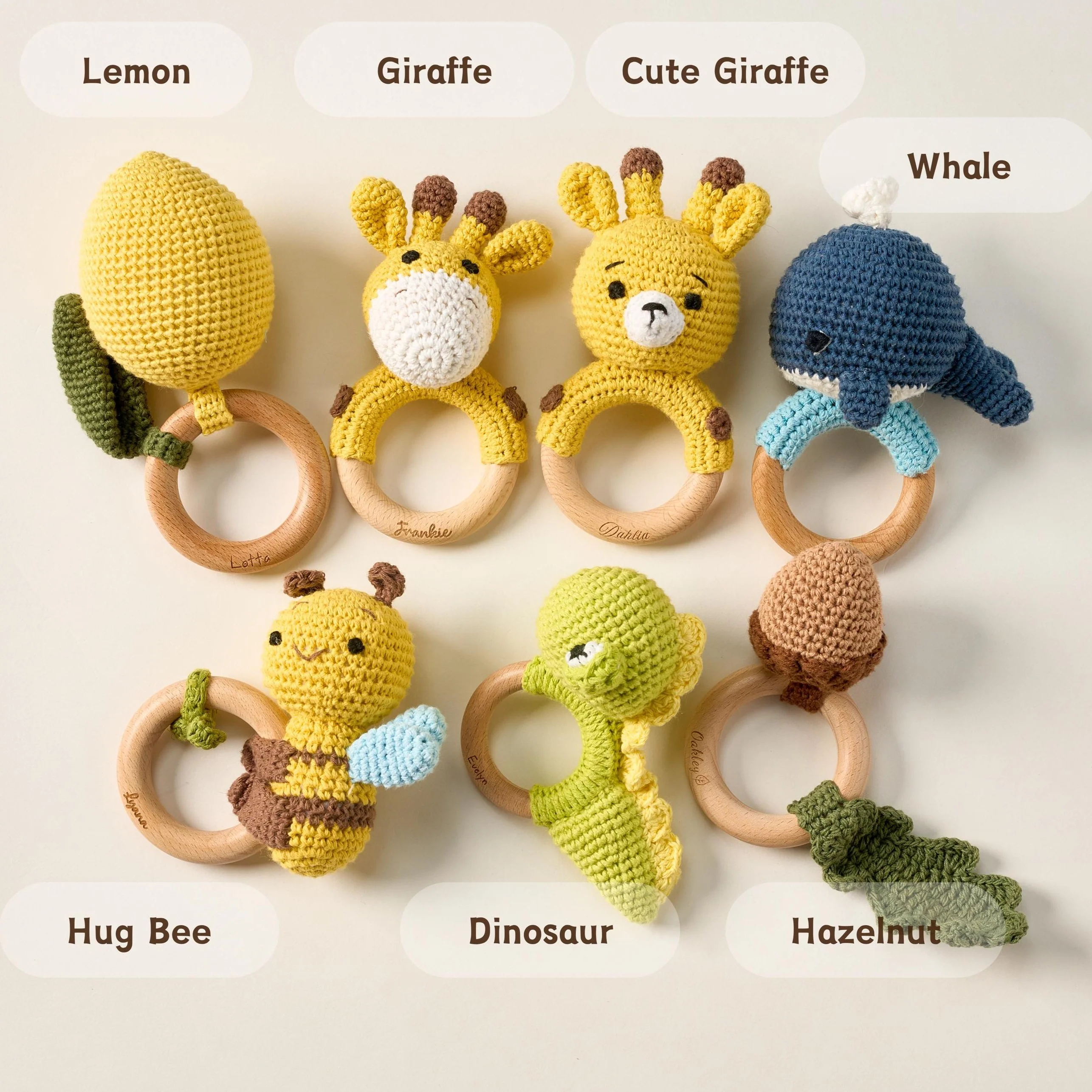 Custom Cute Bear Crochet Baby Rattle Toy with Name - Newborn Gift, Baby Shower Gift LM32 669453 - Image 15