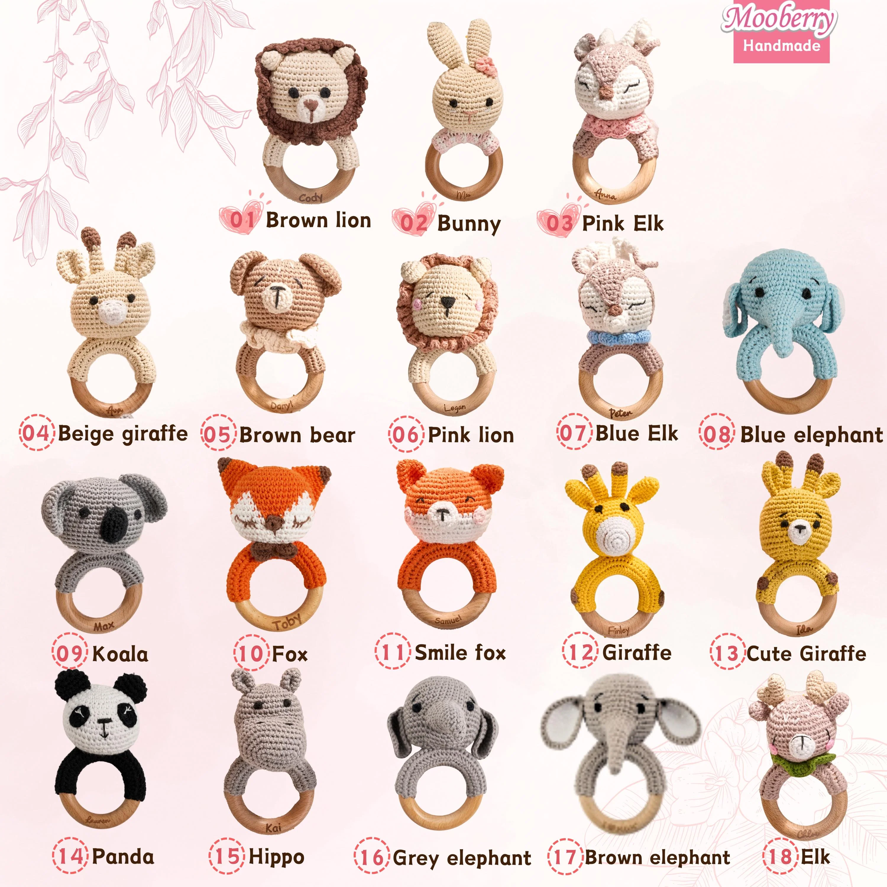 Custom Cute Bear Crochet Baby Rattle Toy with Name - Newborn Gift, Baby Shower Gift LM32 669453 - Image 4