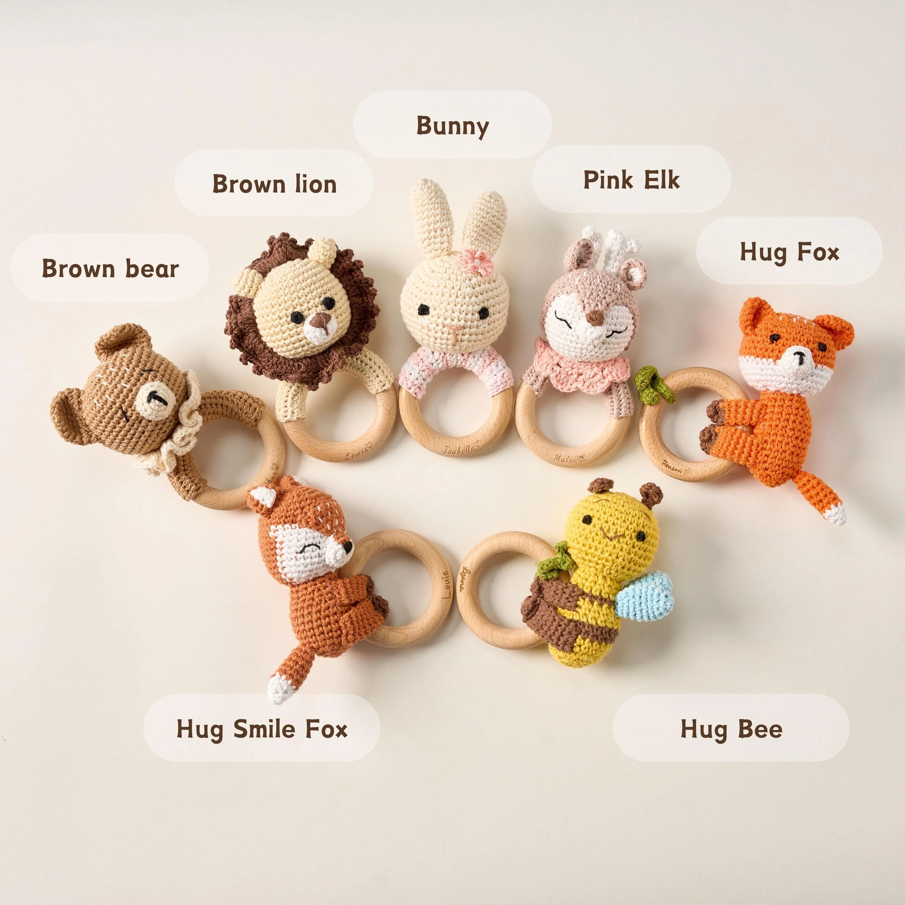 Custom Cute Bear Crochet Baby Rattle Toy with Name - Newborn Gift, Baby Shower Gift LM32 669453 - Image 8