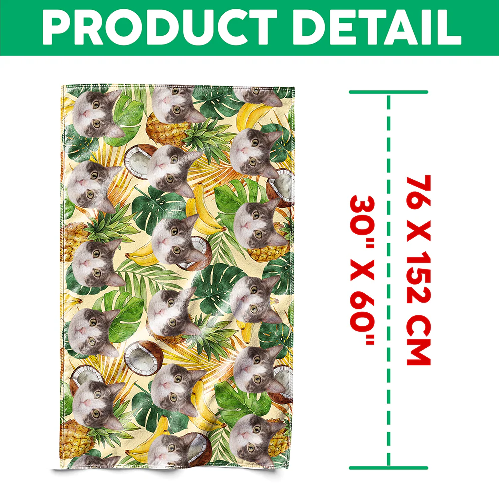 Custom Cute Cat Face Tropical Party Summer Beach Towels LM32 893467 - Image 7