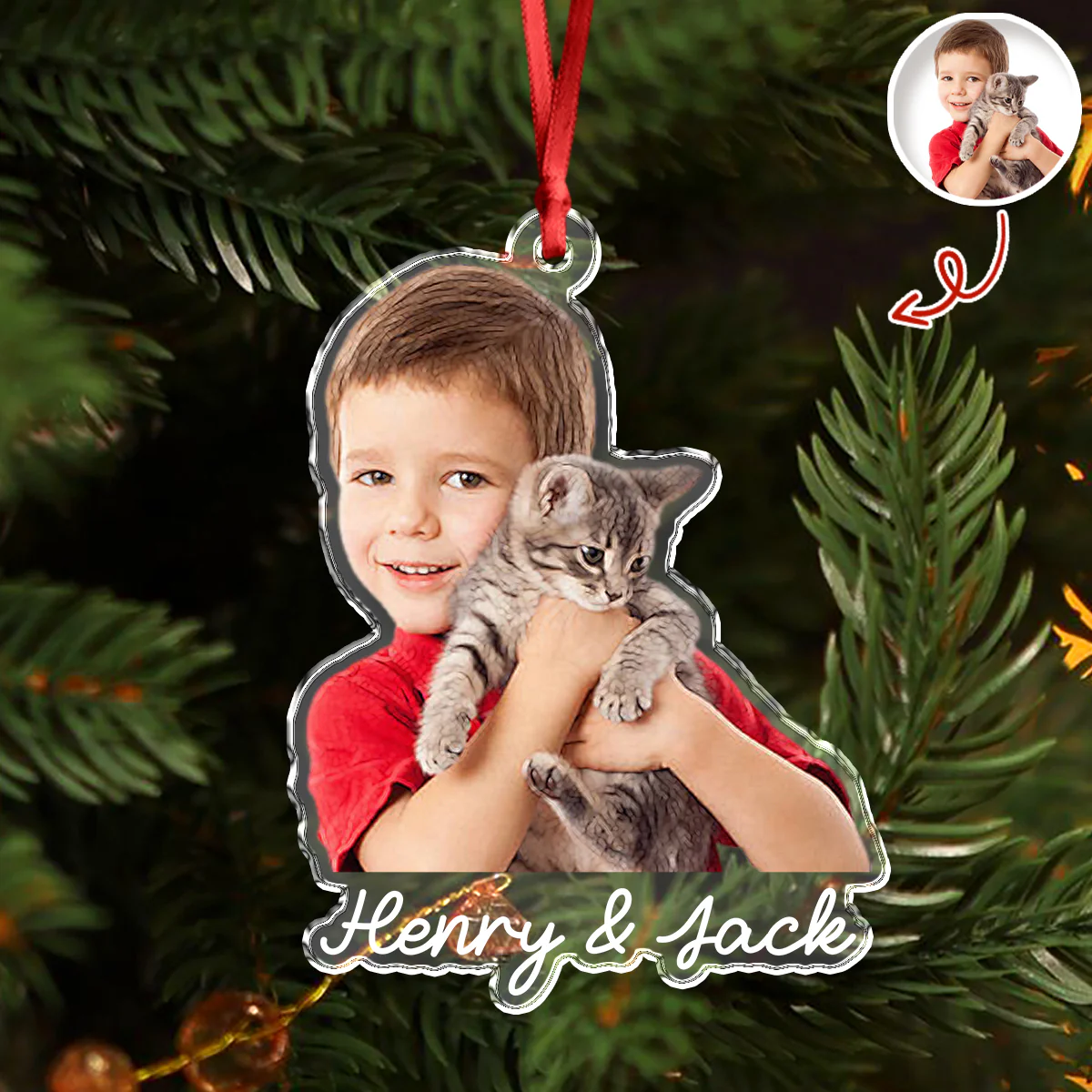 Custom Cute Cat Photo Memories 2025 Christmas Acrylic Ornament LM32 895989 - Image 3
