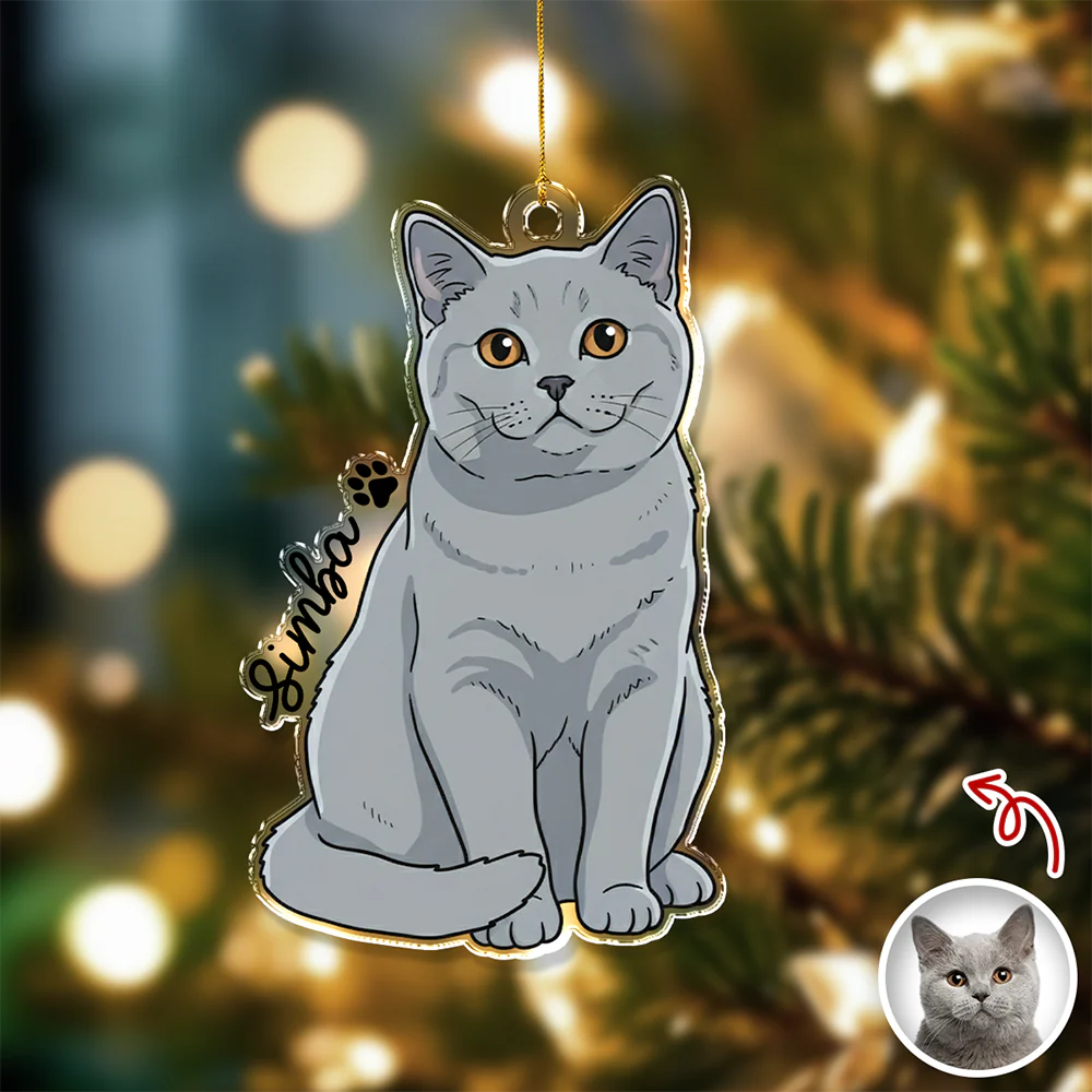 Custom Cute Cat Photo Portrait Christmas Decoration Acrylic Ornament LM32 895715 - Image 2